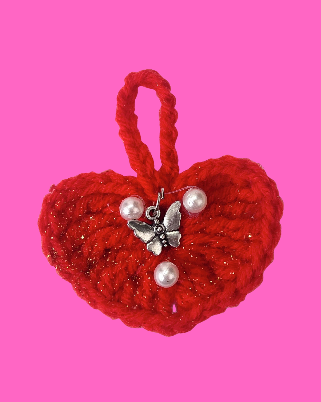 Christmas Heart Handmade Crochet Ornament