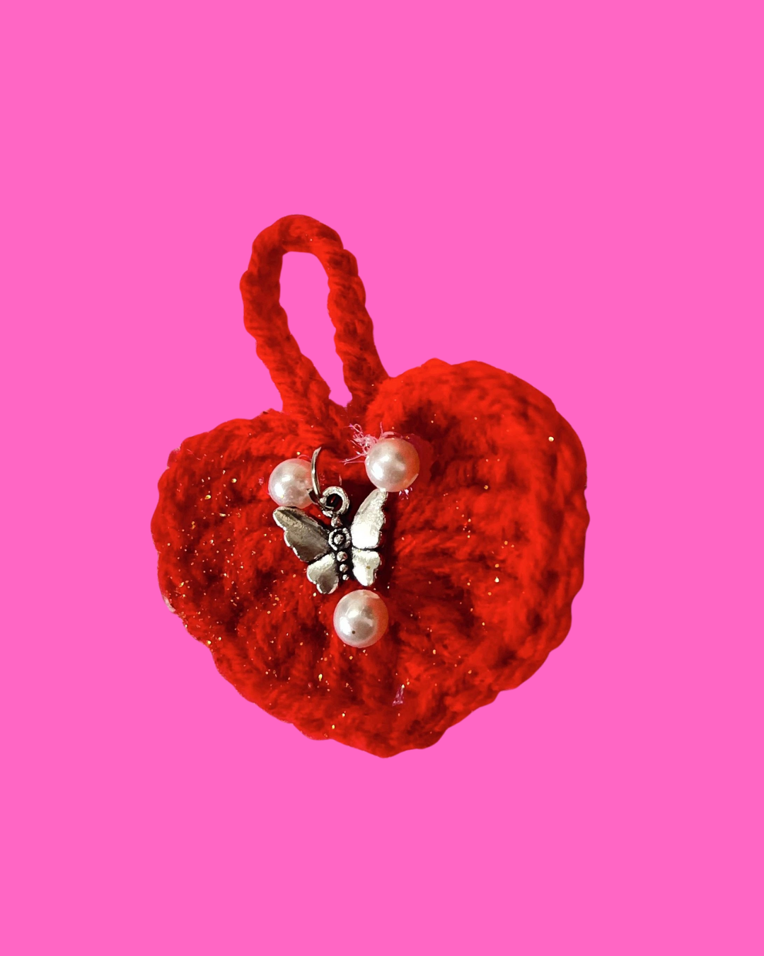 Christmas Heart Handmade Crochet Ornament