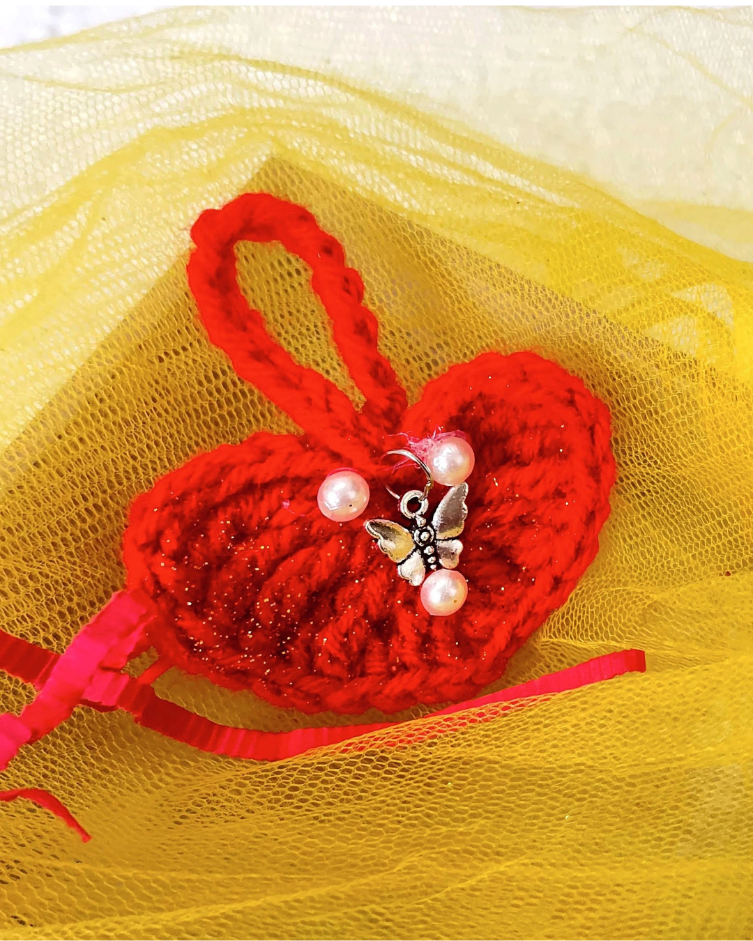 Christmas Heart Handmade Crochet Ornament