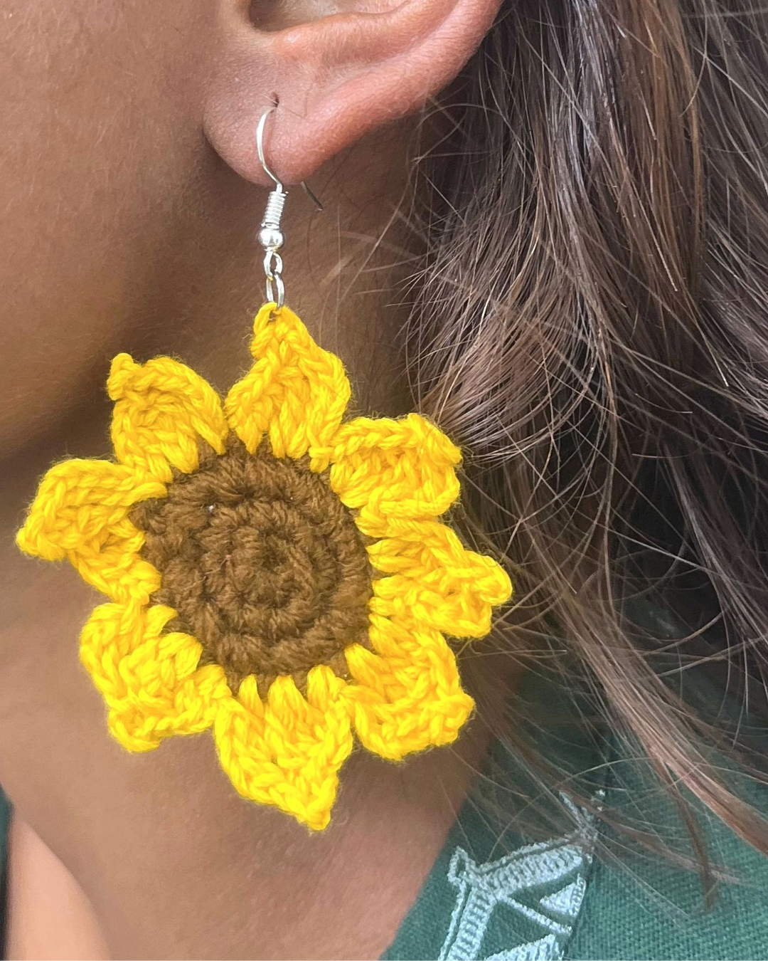 Sunflower Handmade Crochet Earrings