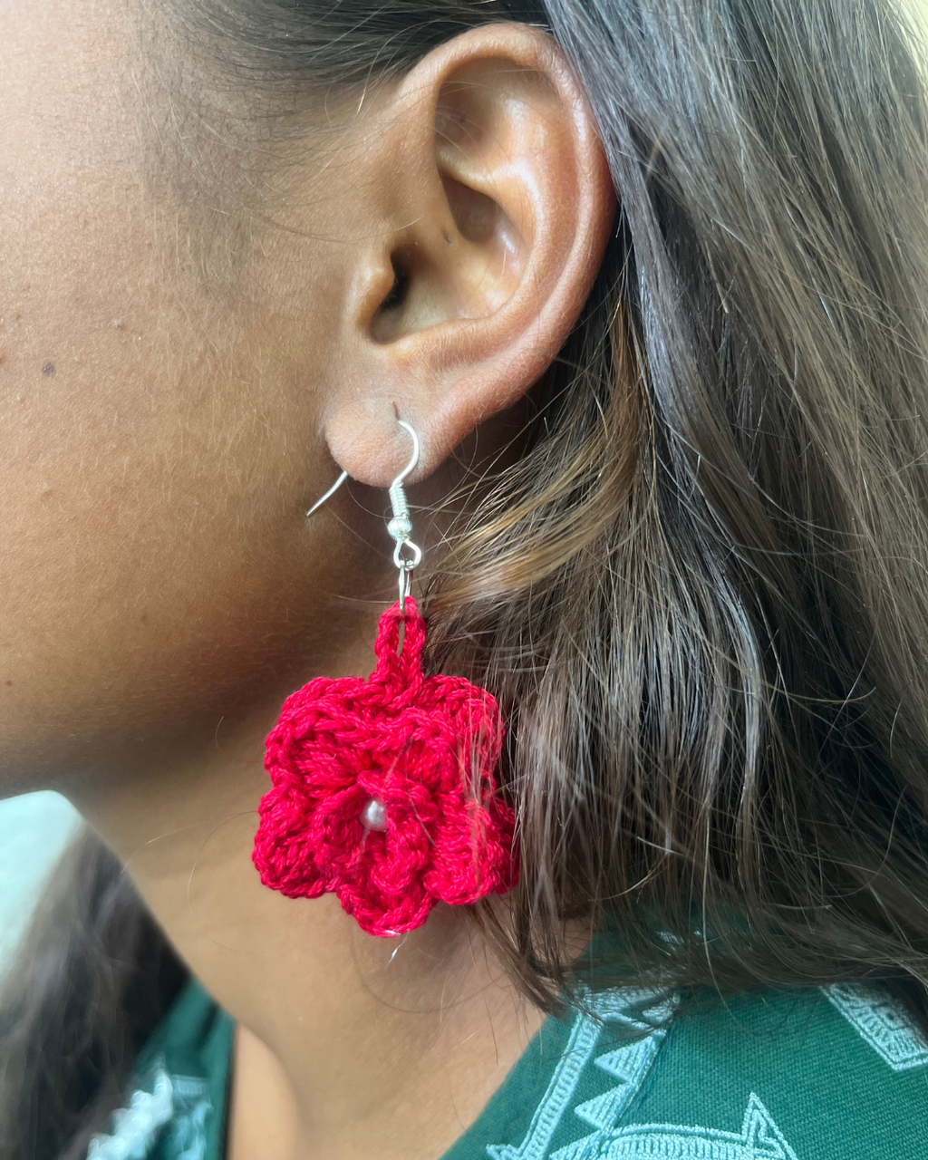 Rose Handmade Crochet Earrings
