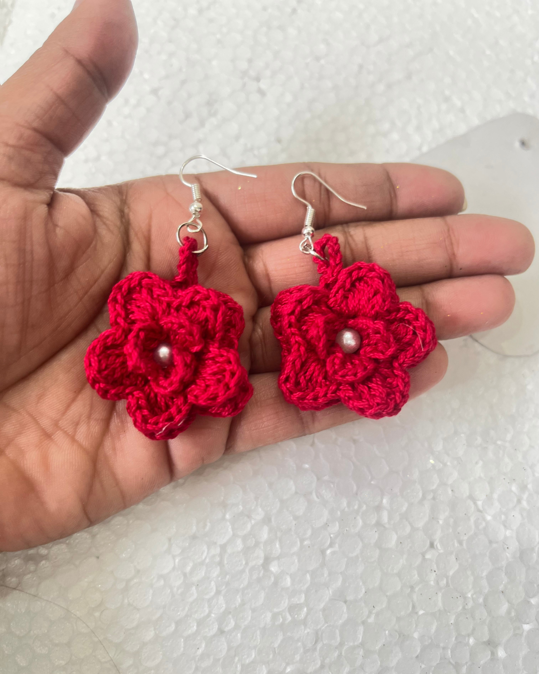 Rose Handmade Crochet Earrings