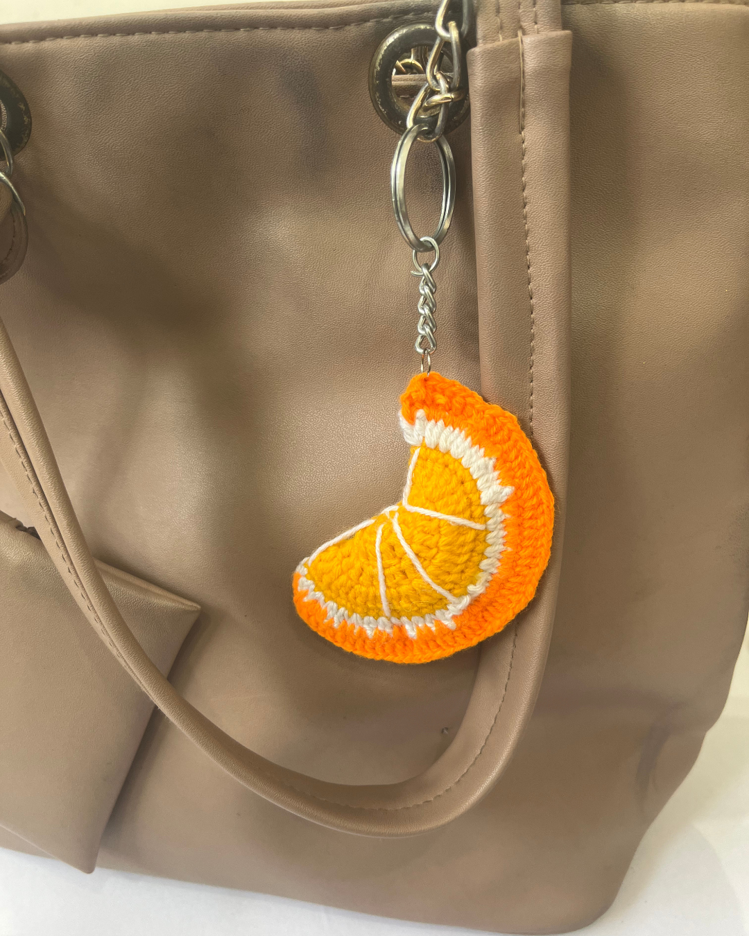 Orange Slice Handmade Crochet Keychain