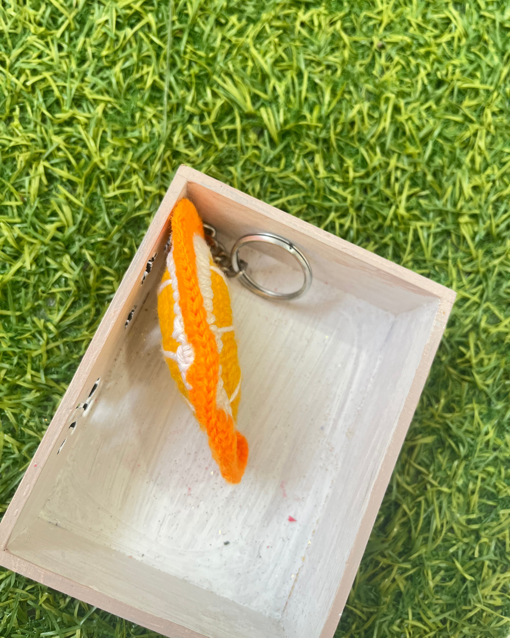Orange Slice Handmade Crochet Keychain