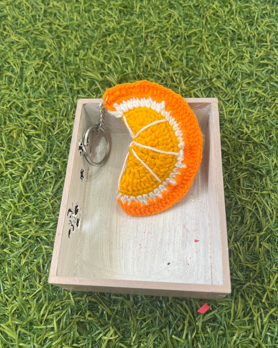 Orange Slice Handmade Crochet Keychain