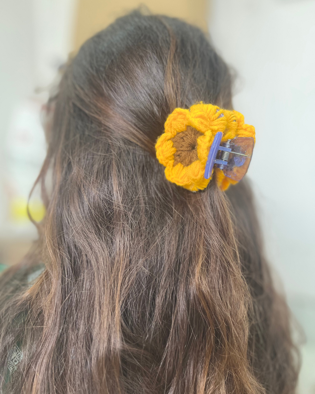 Sunflower Handmade Crochet Hair Clutch